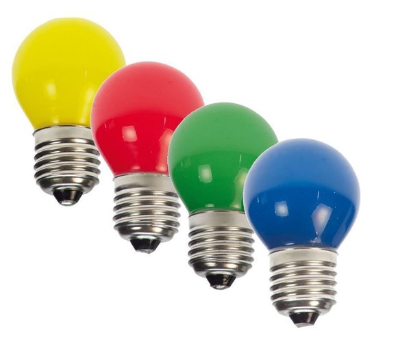 LED Tropfen E27 Glühbirne 1W Biergartenkette Lichterkette 230V 10 x verschiedene Farben