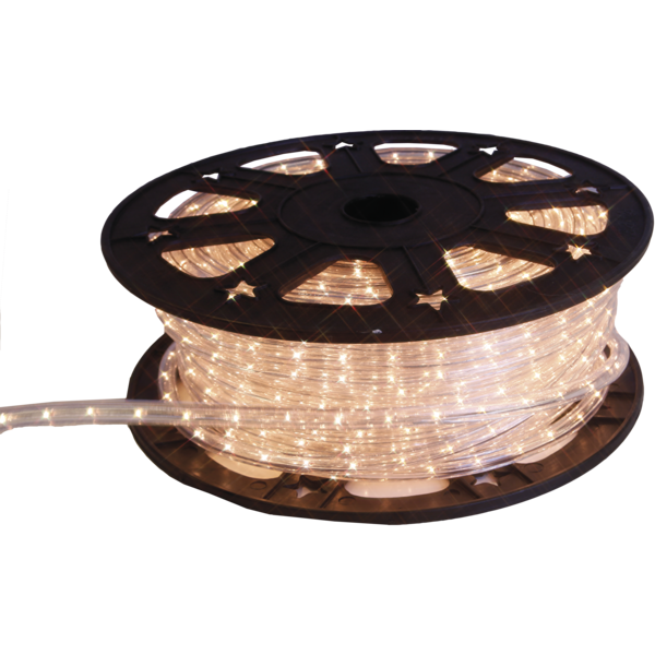 LED Lichtschlauch 45 Meter 12mm klar/warmweiss mit Anschlusskabel + CH Stecker