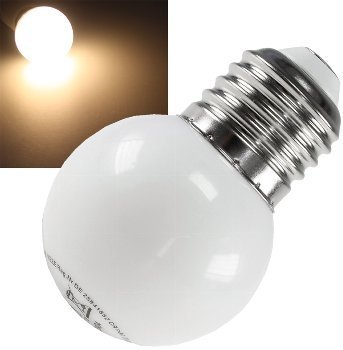 LED Tropfenlampe E27, 40mm Ø, warmweiß 3000k, 34lm, 120°, 230V/1W