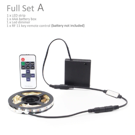 LED Band kaltweiss + Batterie Box 4,5V und Fernbedienung ( 0,5m - 1m - 2m - 3m - 4m - 5m )
