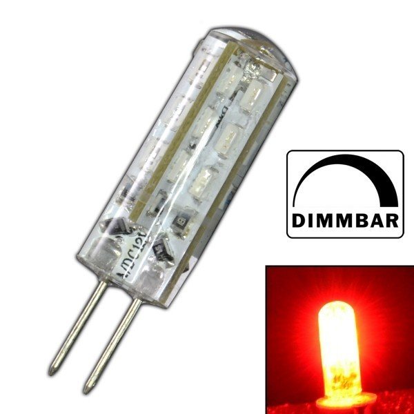 G4 LED Leuchtmittel 1,5 Watt - ROT / Rotlicht mit 24 SMD - dimmbar