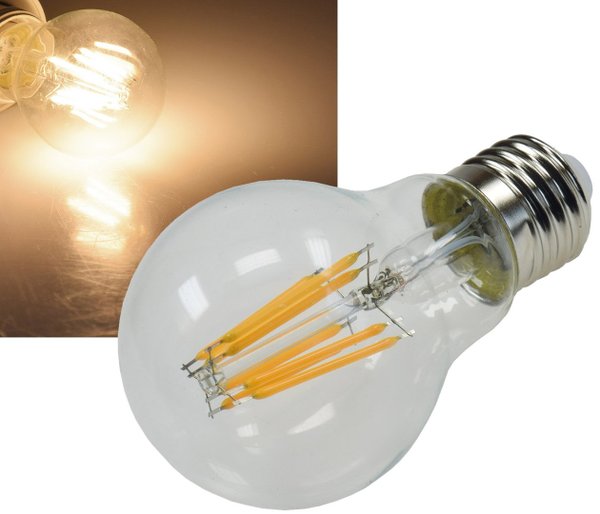 LED Glühlampe E27 "Filament G60k" klar 3000K, 919lm, 230V / 8W, warmweiss