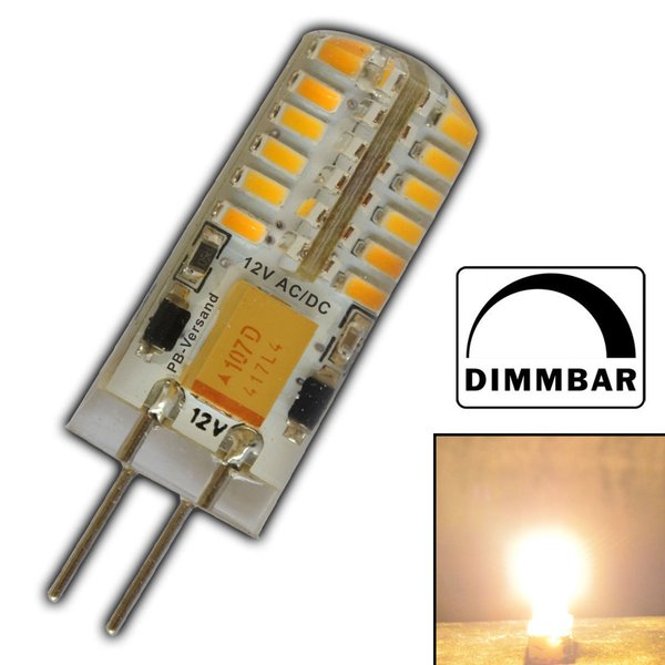 G4 LED Leuchtmittel 3 Watt 12V AC/DC - warmweiss mit 48 SMD dimmbar