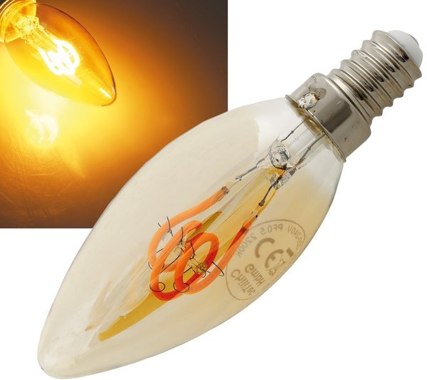 LED Kerzenlampe E14 "Vintage K25" 2000k, 140lm, 230V/2W, warmweiss/amber