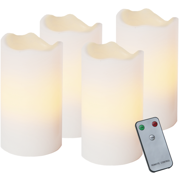 LED Stumpenkerzen Advent warmweiss 4 Stück mit Fernbedienung