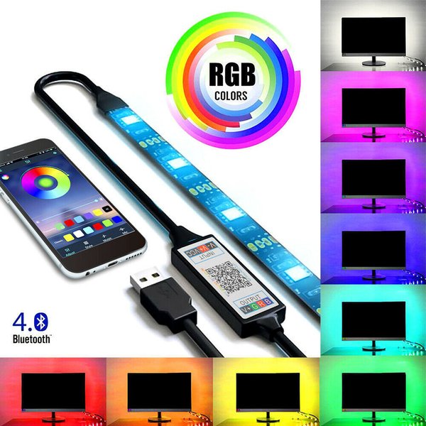 USB RGB LED Streifen Lichterkette Band Bluetooth Steuerung mit APP (1m - 2m - 3m - 4m - 5m)