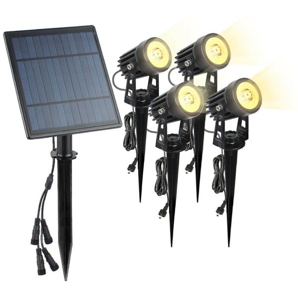 4x LED Solarlampe Spotlicht Mini Gartenleuchte IP65 Solarstrahler Aussen warmweiss