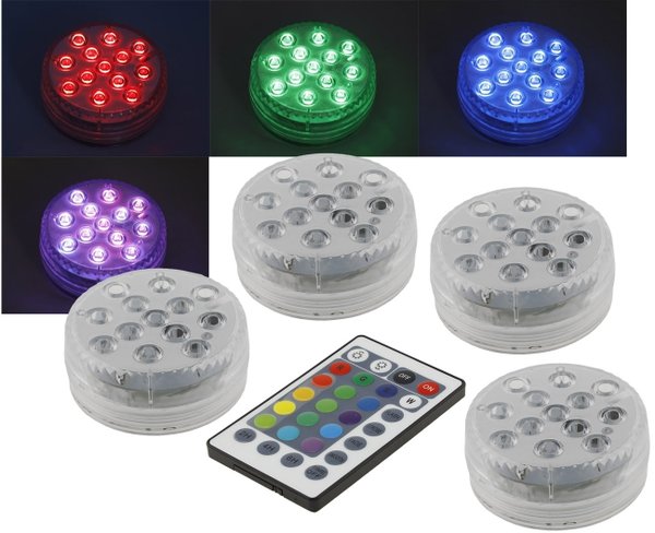 Unterwasser LED Licht mit Fernbedienung RGB, Wasserdicht IP68, 4er-Set