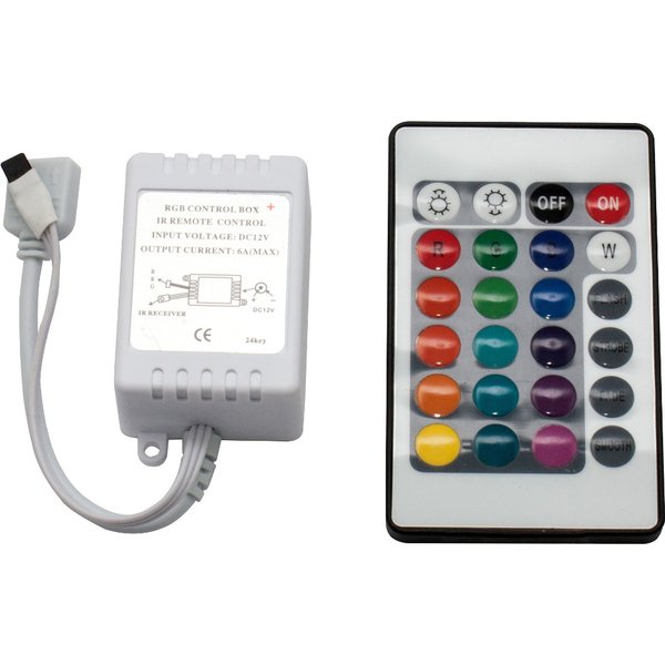 RGB (IR) Controller für 12V LED RGB-Streifen mit 24 Tasten Fernbedienung