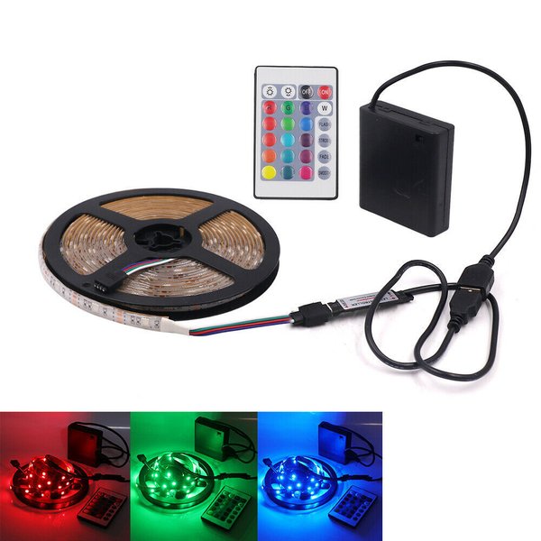 Batterie betrieben LED RGB Strip + Fernbedienung mehrfarbig Leiste + Controller 3m