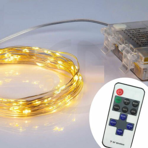 Micro Draht Lichterkette mit Fernbedienung und Timer - 50 LED warmweiss - Aussen 5 Meter