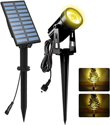 1x LED Solarlampe Spotlicht Mini Gartenleuchte IP65 Solarstrahler Aussen warmweiss
